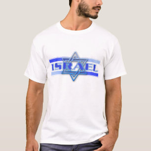 Camiseta Estrela de Davi Judaica Israel Azul e Branco