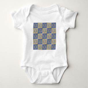Camiseta Estrela de Davi Judaica Metal Dourado Azul