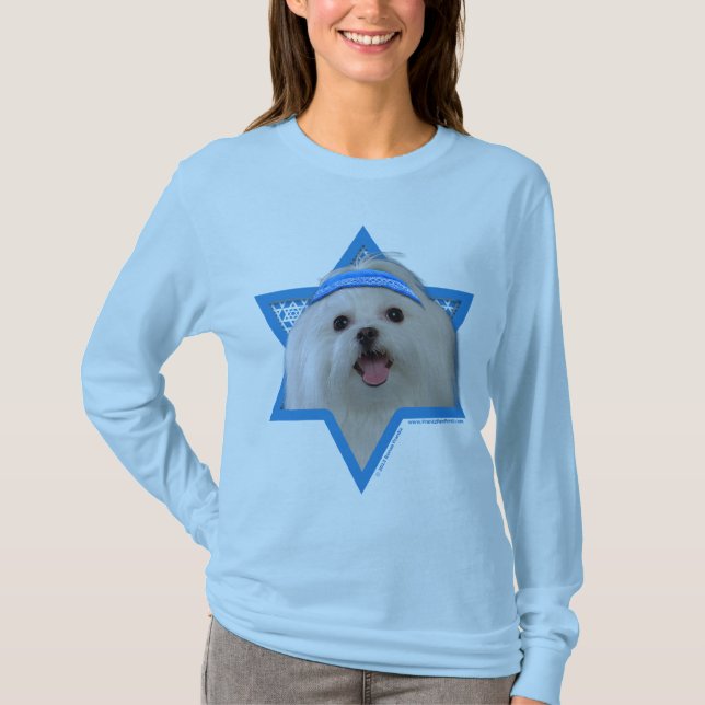 Camiseta Estrela de David de Hanukkah - maltesa (Frente)