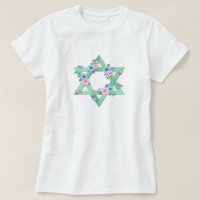 Estrela de David em verde claro com flores pastel
