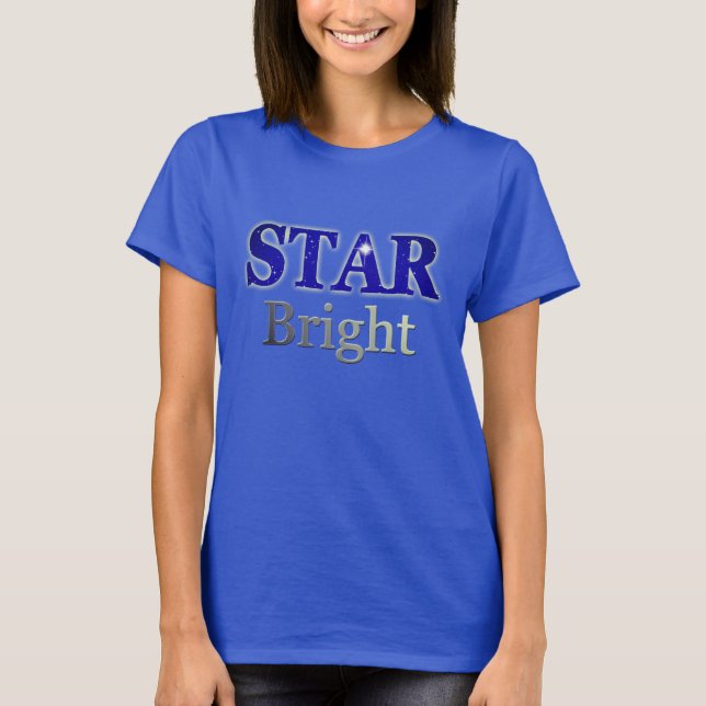 Camiseta Estrela de Natal, Arte Azul e Prata (Frente)