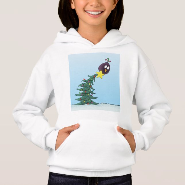 Camiseta Estrela de Natal de Pássaro de Cartoon (Frente)