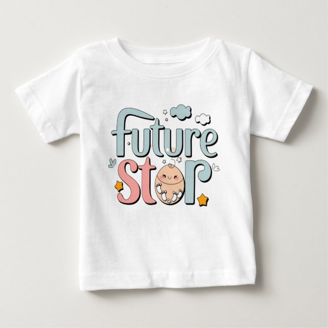 Camiseta Estrela do Futuro - Pegadas de Bebê Bonitas (Frente)