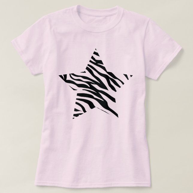 Camiseta Estrela do impressão da zebra (Frente do Design)