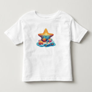Camiseta Estrela-do-mar de desenho animado sorridente na pr