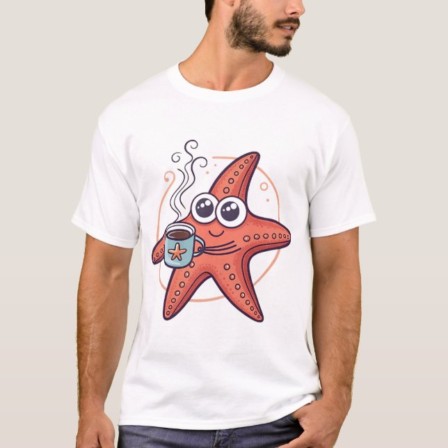 Camiseta Estrela-do-mar obcecada por café (Frente)