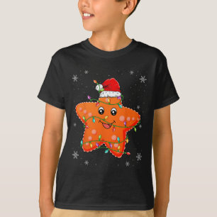 Camiseta Estrela-do-mar Usando Chapéu de Papai Noel Xmas Na