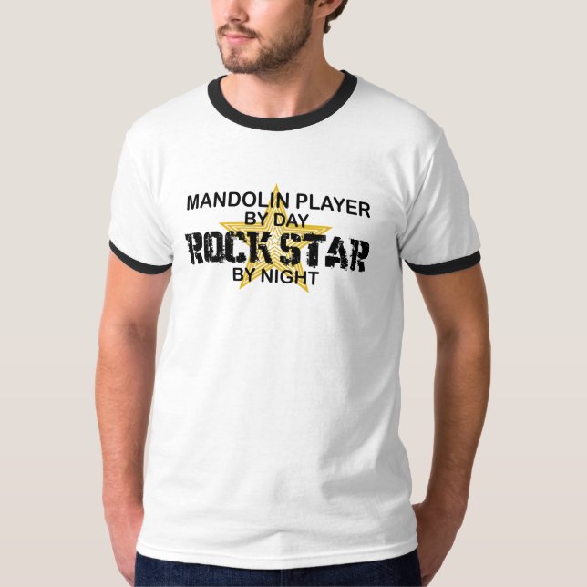 Camiseta Estrela do rock do bandolim em a noite (Frente)