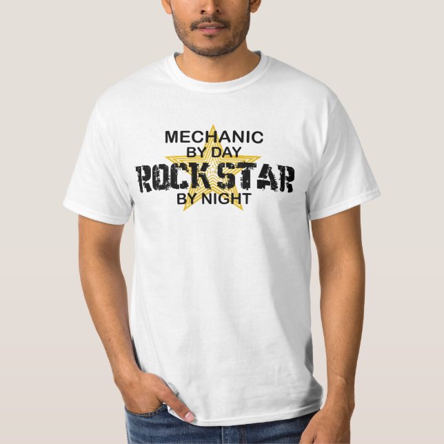 Camiseta Estrela do rock do mecânico em a noite (Frente)
