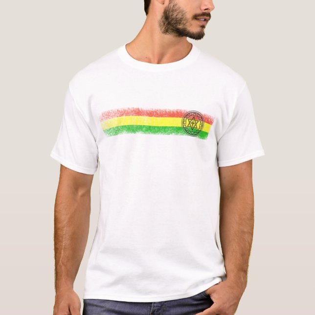 Camiseta Estrela e cruz da reggae de Rasta (Frente)
