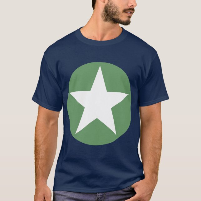 Camiseta Estrela em círculo - Branca com Verde do Exército (Frente)