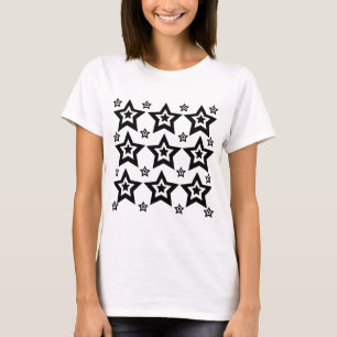Camiseta Estrela Geométrica Negra e Branca