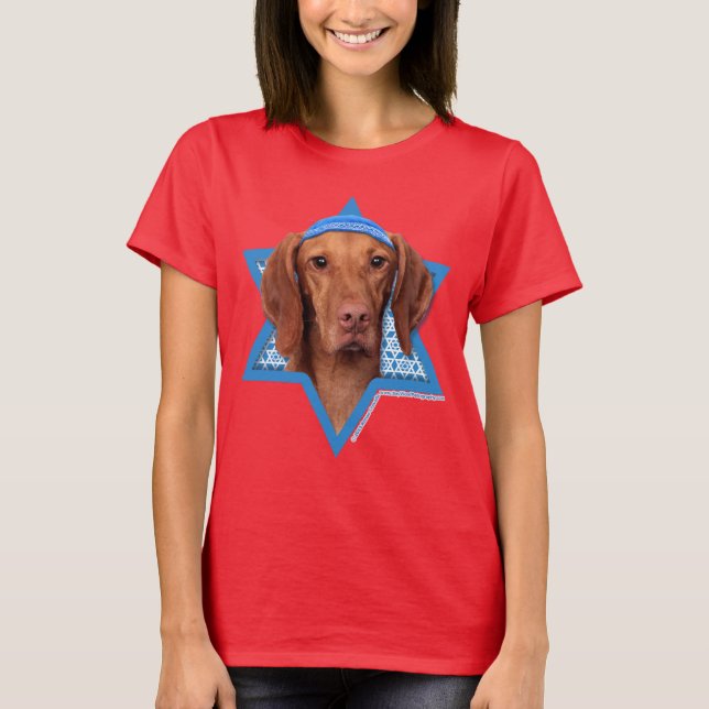 Camiseta Estrela Hanukkah de David - Vizsla - Reagan (Frente)