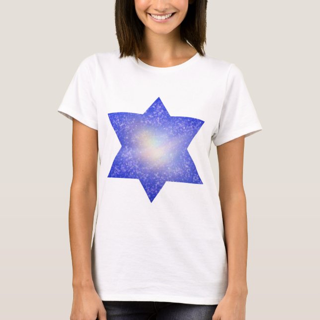 Camiseta Estrela Mágica brilhante do Humor Judaico David (Frente)