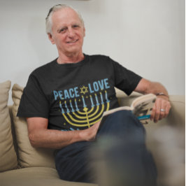 Camiseta Estrela Menorah de David Blue Yellow Hanukkah