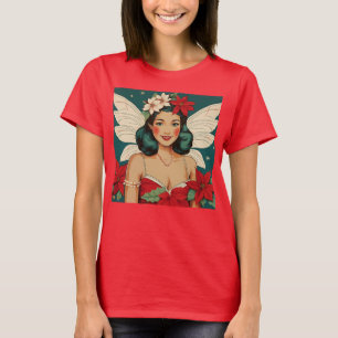 Camiseta Estrela Pin-Up Tropical de Natal dos Anos 50
