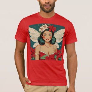 Camiseta Estrela Pin-Up Tropical de Natal dos Anos 50