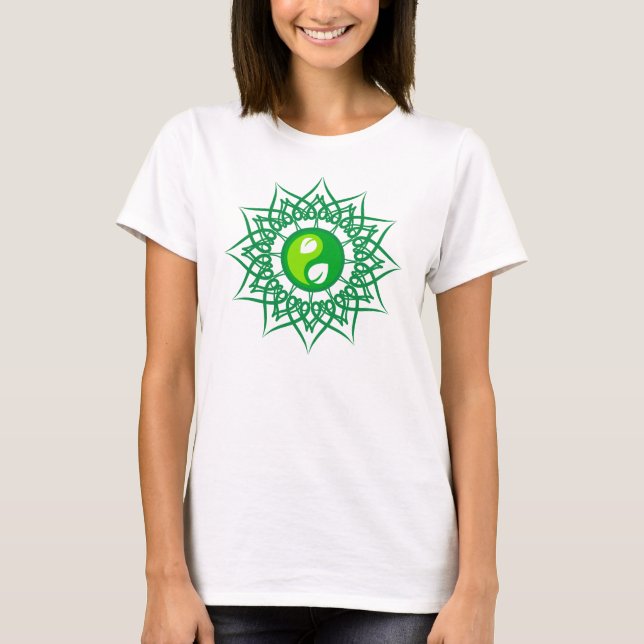 Camiseta Estrela Verde com Folha Verde Yin Yang (Frente)