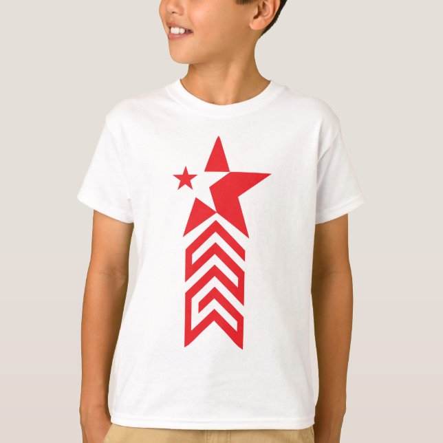 Camiseta Estrela Vermelha com Setas Chevron (Frente)