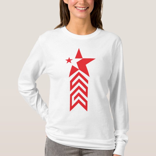 Camiseta Estrela Vermelha com Setas Chevron (Frente)