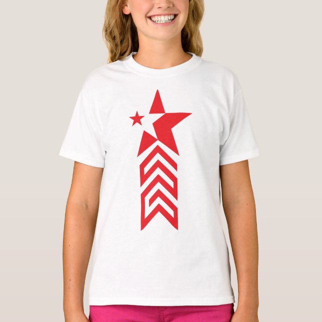 Camiseta Estrela Vermelha com Setas Chevron (Frente)
