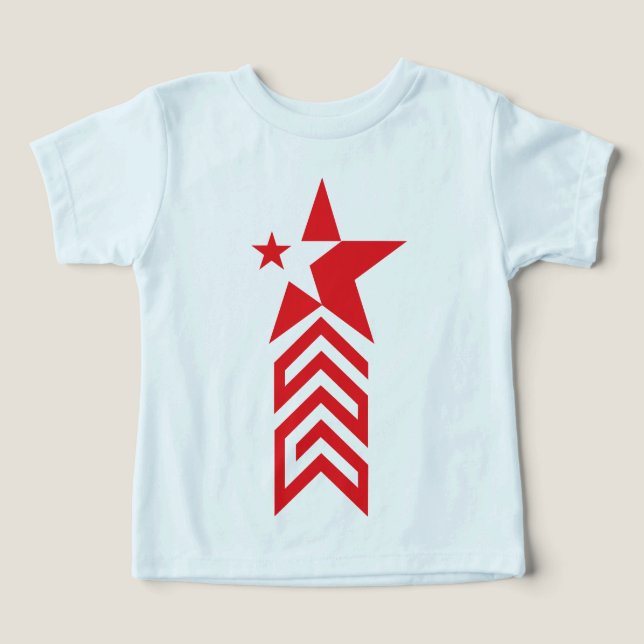 Camiseta Estrela Vermelha com Setas Chevron (Design frontal)
