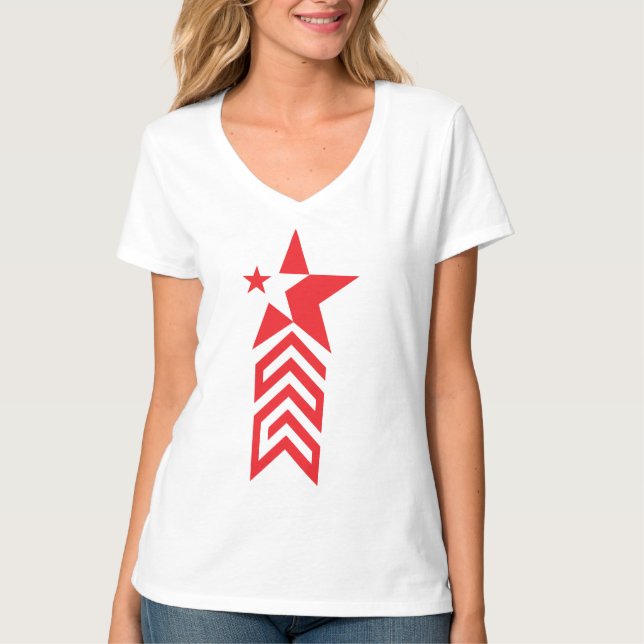 Camiseta Estrela Vermelha com Setas Chevron (Frente)