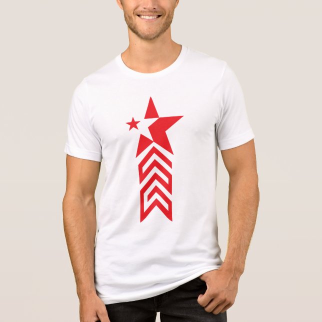 Camiseta Estrela Vermelha com Setas Chevron (Frente)