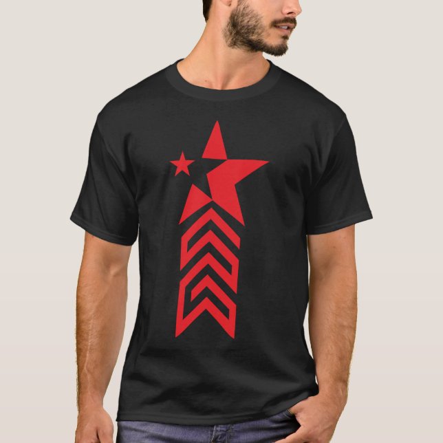 Camiseta Estrela Vermelha com Setas Chevron – Abstrato Mini (Frente)