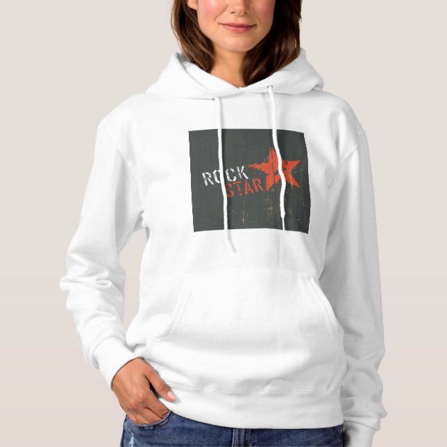 Camiseta Estrela Vermelha de Rock Star Abalada (Frente)