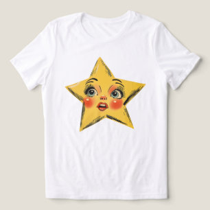 Camiseta Estrela Vintage Retro Cara Fofo Excêntrico 1970s