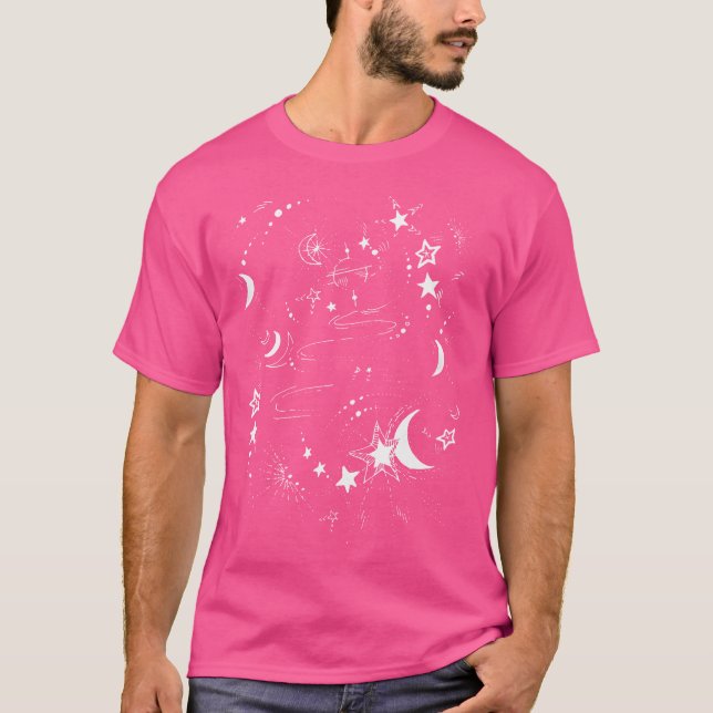 Camiseta Estrelado Ilustração Universo Lua Estende Celestia (Frente)