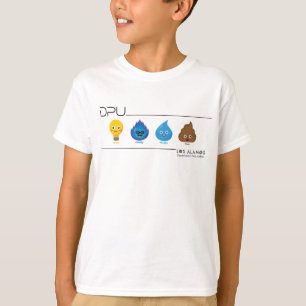 Camiseta estrelando mascotes de utilitários da DPU