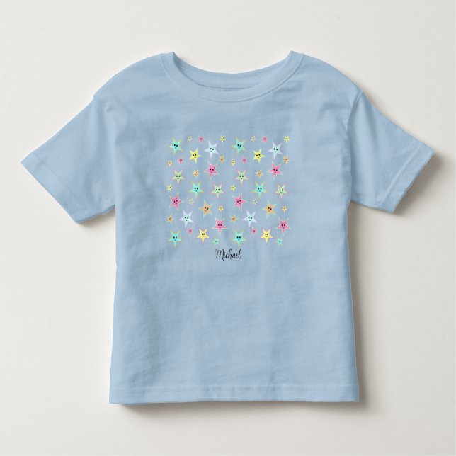 Camiseta Estrelas bonitas com rostos em cores pastosas (Frente)