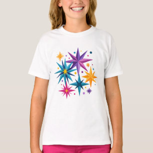 Camiseta Estrelas Coloridas com Brilho – Estrela fofa diver