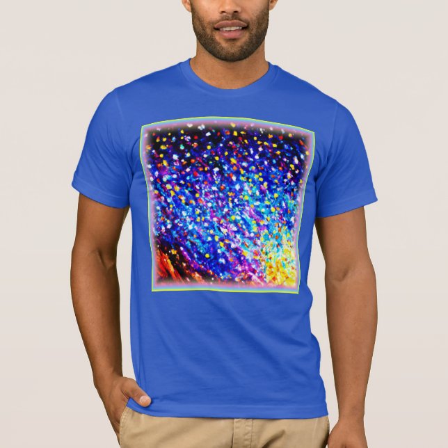 Camiseta Estrelas Coloridas No Céu Azul. Comprar Agora (Frente)