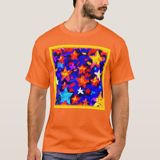 Camiseta "Estrelas Coloridas Respiratórias". Comprar Agora (Frente)