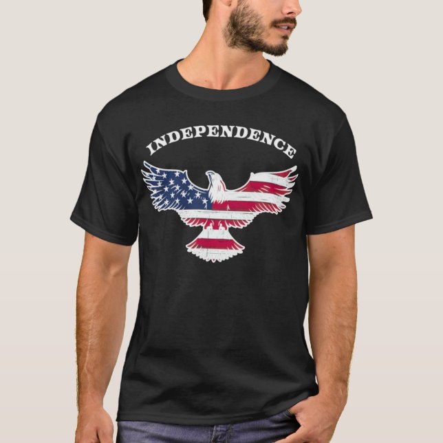 Camiseta Estrelas de Águia Americana Patriótica Americana S (Frente)