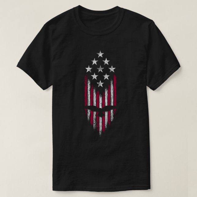 Camiseta Estrelas de Bandeira Americanas E Águia (Frente do Design)