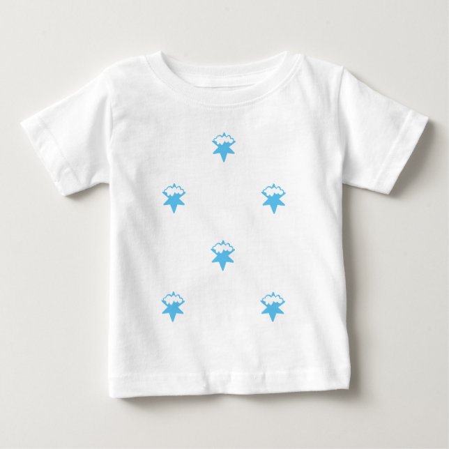 Camiseta estrelas de neve azul claro, fundo branco (Frente)
