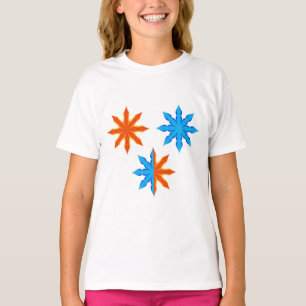 Camiseta Estrelas de Oito Pontas de Fogo e Gelo