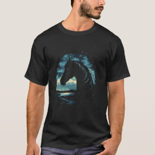 Camiseta Estrelas do Cavalo Celestial Céu Equestre Cavalgad