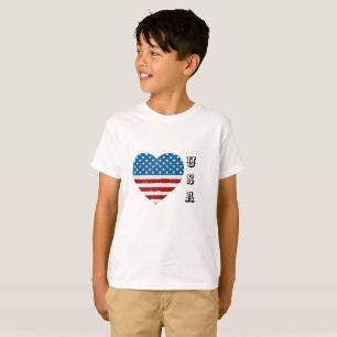 Camiseta Estrelas do Coração da Bandeira Patriótica Amer