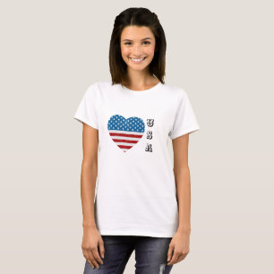 Camiseta Estrelas do Coração da Bandeira Patriótica Amer