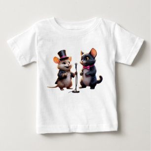 Camiseta Estrelas do palco: Adorável Rato e Gato Cantando T