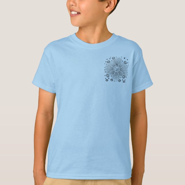 Camiseta Estrelas do Sol Céu Noturno Antigo Zodíaco Medieva (Frente)