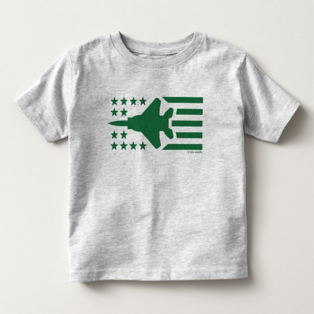 Camiseta Estrelas e faixas verdes de jato F-15 (Frente)