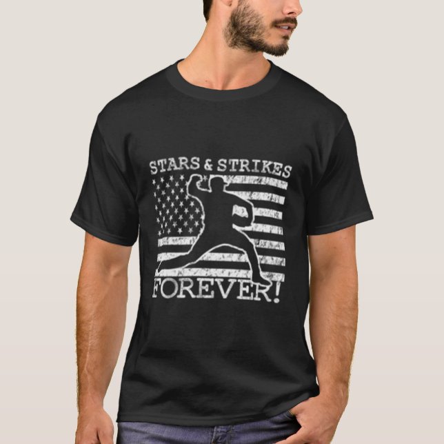 Camiseta Estrelas E Gretas Para Sempre Baseball Pitcher Amé (Frente)