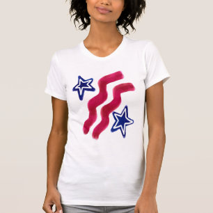 Camiseta Estrelas e Stripes Abstrato Art a Vestir