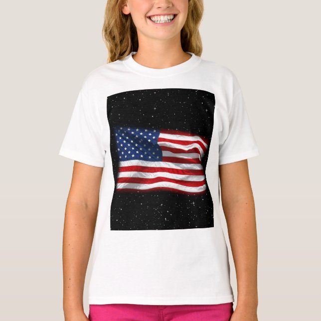 Camiseta Estrelas e Stripes Bandeira Americana Patriótica (Frente)